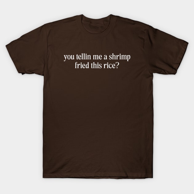 You Tellin Me a Shrimp Fried This Rice? Funny Sarcastic Meme Y2k T-Shirt by Hamza Froug